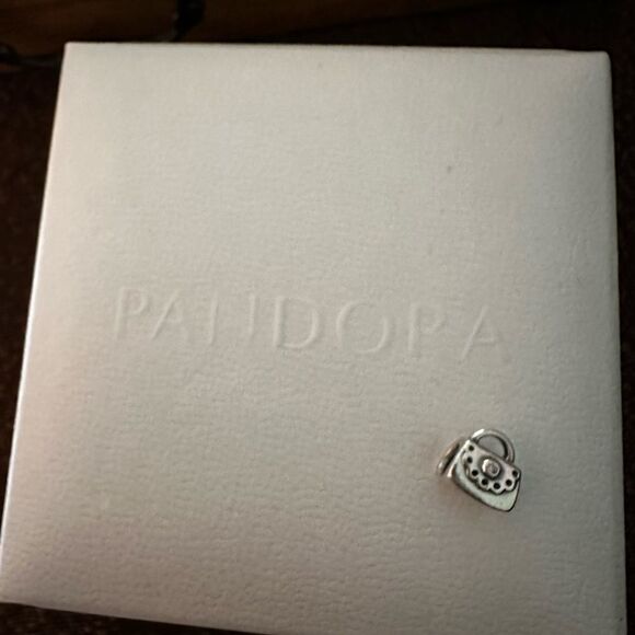 Pandora Handbag Satchel Purse Charm 925S with CZ Crystal Accent Retired - Picture 3 of 13